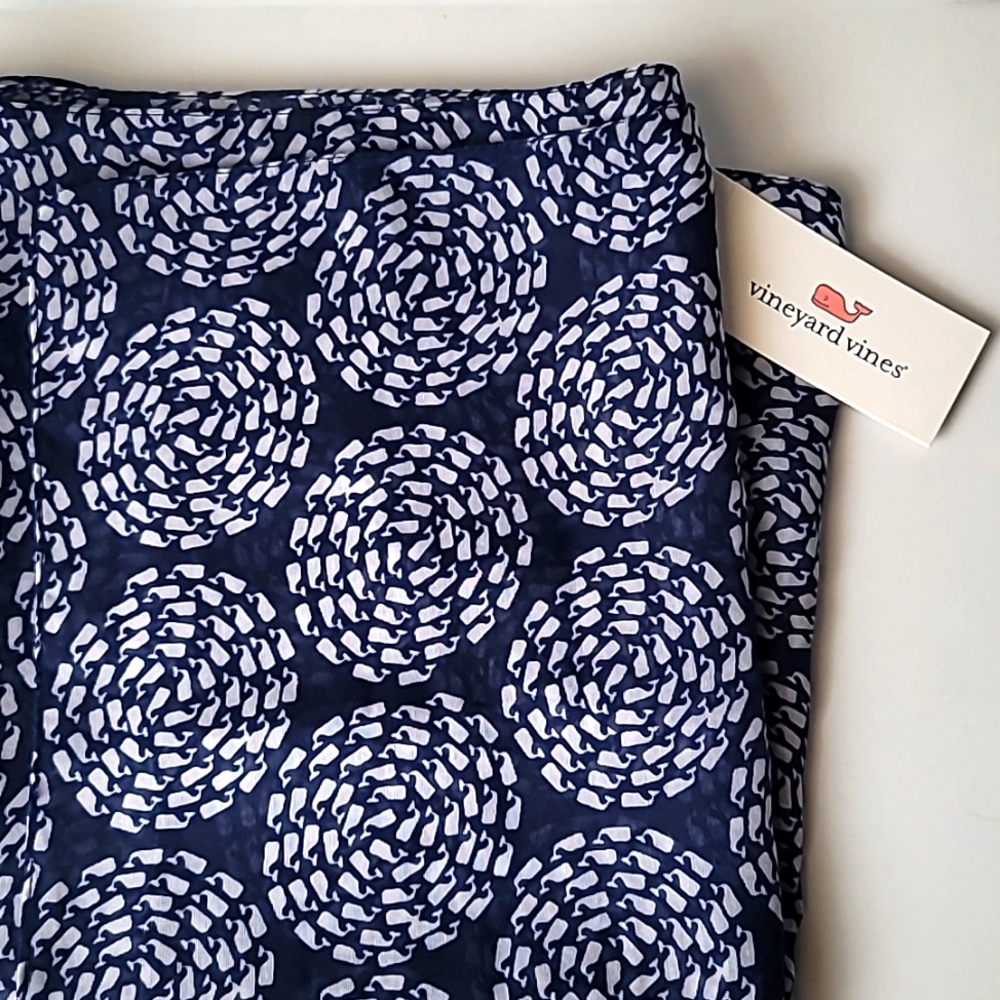 🐳 🐳 Vineyard Vines Spiral Whale Scarf Sheer Navy Blue & White 72"x20" NWT - Picture 4 of 5